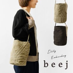 【beej ビージ】ドリー刺繍 チューブ ショルダー バッグ dolly emb tube bag (IT002)レディース 秋 冬 正規品 鞄 かばん バック ナチュラル 新作 軽量 旅行 エスニック おしゃれ コーディネート ナチュランド 人気 30代 40代 50代 60代 母の日 クリスマス ギフト プレゼント