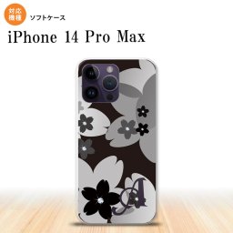 iPhone14 ProMax iPhone14 Pro Max スマホケース 背面ケースソフトケース 花柄 サクラ C 黒 +アルファベット 2022年 9月発売 nk-i14pm-tp061i