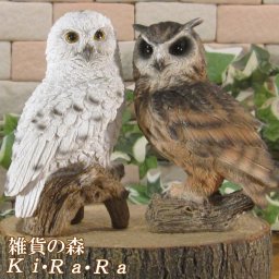 鳥　置物 リアル　ふくろう　スモールサイズ２種セット　動物オブジェ　ガーデン　オーナメント　店舗　カウンター　装飾　オブジェ　インテリア　玄関先　庭　フクロウ好きさん人気ギフト　動物人気ギフト　クリスマスプレゼント　お誕生日祝い　母の日人気　父の日人気　敬老の日人気