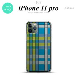 iPhone11pro 背面ケース カバー ステンドグラス風 チェック ブルー ステンドグラス風 nk-i11p-sg11