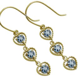 アクアマリンサンタマリア ピアス ハート トリロジー フックピアス K18 ピアス