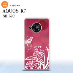 SH-52C AQUOS R7 スマホケース 背面ケースソフトケース 蝶と花 ピンク 2022年 7月発売 nk-r7-tp1542