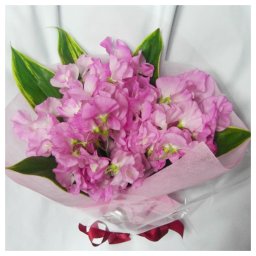 ４輪付きスイトピーの花束15本くらい