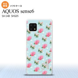 SH-54B SHG05 AQUOS sense6 スマホケース ソフトケース 花柄 バラ ドット 水色 +アルファベット メンズ レディース nk-sens6-tp241i