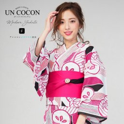 女性浴衣　レディース浴衣　浴衣　浴衣単品　仕立て上がり　フラワー　女性用　フリー　ホワイト　白　ピンク　黒　ブラック