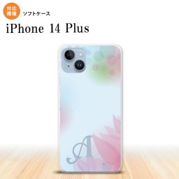 iPhone14 plsu iPhone14 plsu スマホケース 背面ケースソフトケース ぼかし 花柄 青 +アルファベット 2022年 10月発売 nk-i14pl-tp1594i