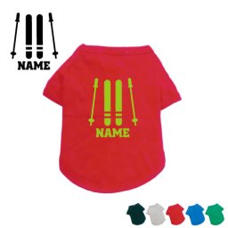 スキーヤー3  名入れドッグTシャツ ドッグウェア 小型犬 中型犬 大型犬 雪　冬　板　ブーツ　ポール【city】