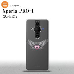 Xperia PRO I Xperia PRO-I スマホケース 背面ケースソフトケース 黒翼 ハート ピンク 背面カバー android nk-xproi-tp465