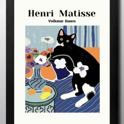 アンリ マティス マチス 猫 ネコ ハチワレ A3 サイズ ポスター アート おしゃれ 絵画 インテリア 北欧 イラスト マット紙 艶消し アートパネル 額 フレーム デザイン 壁掛け ギフト 新築祝い ディスプレイ 引越し祝い　新生活　空間デザイン