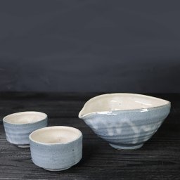 信楽焼 片口注器・ぐい呑み2客セット 400ml(満水時) 陶器 彩雲酒器セット w417-06