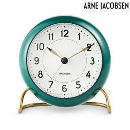 アルネ ヤコブセン 11cm クォーツ 電池式 置時計 ブランド メンズ レディース ARNE JACOBSEN AJ43677 アナログ グリーン 白