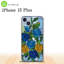 iPhone15 plus iPhone15 plus 背面ケース カバー ステンドグラス風 おしゃれ バラ ブルー ステンドグラス風 2023年 9月発売 nk-i15pl-sg13