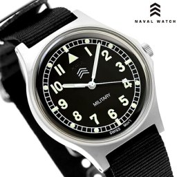 ナバルウォッチ Naval military watch Royal Army Type クォーツ 電池式 腕時計 ブランド メンズ NAVAL WATCH Mil-03-BK アナログ ブラック 黒