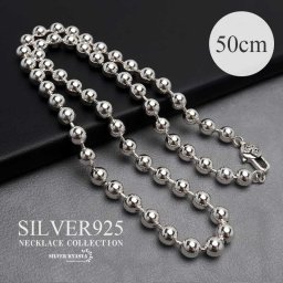 シルバー925 ボールチェーンネックレス 太幅 50cm メタリックチェーンネックレス 六字真言 重厚感 太い 梵字 法具 メンズ 男性 お洒落 人気 トレンド 流行り 金属アレルギー対応 父の日