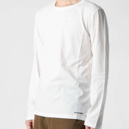 ジルサンダー プラス JIL SANDER+ J47GC0013 J45031 Tシャツ メンズ トップス 長袖 ストリートスタイル ロングスリーブ  Uネック 無地 ロンT ロゴ カジュアル 秋冬 プレゼント ギフト ブラック ホワイト S M L