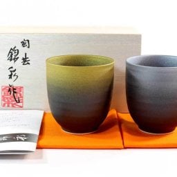 有田焼 陶芸家 藤井錦彩作 窯変金プラチナ彩 湯呑み ペアセットＧ 2客セット 文字入れ可能な木箱入り（湯飲み・父の日・母の日・夫婦湯呑み・夫婦湯飲み・陶器・敬老の日）