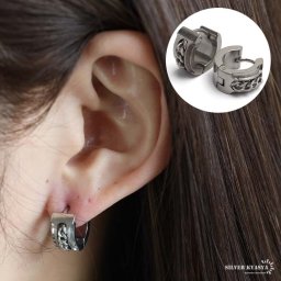 ステンレス フープピアス 太めピアス シルバー チェーンピアス ワイドピアス 幅広 喜平チェーン メタル 両耳用2点 女性 レディース プチプラ 金属アレルギー対応 イヤリング