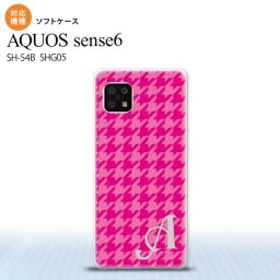 SH-54B SHG05 AQUOS sense6 スマホケース ソフトケース 千鳥 格子 大 ピンク +アルファベット メンズ レディース nk-sens6-tp916i