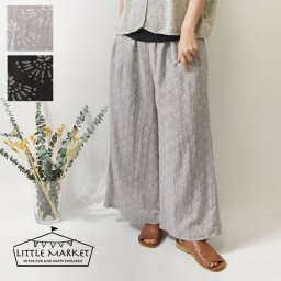 【LITTLE MARKET リトルマーケット】コットン リネン キラハナ 小花柄 ワイド パンツ (s4910-620-02)レディース 春 夏 ゆったり ワイド ナチュラル 服 新作 シンプル おしゃれ コーディネート 人気 30代 40代 50代 60代 体型カバー