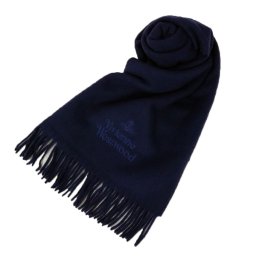 ヴィヴィアンウエストウッド VIVIENNE WESTWOOD マフラー ストール オーブロゴ 刺繍 無地 メンズ レディース K410-NAVYBLUE ネイビーブルー