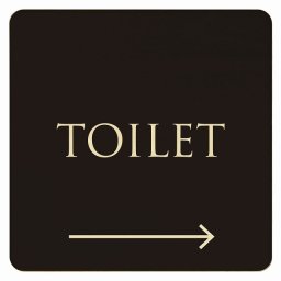 27x27cm トイレ 御手洗 TOILET トイレマーク ブラック ナチュラル TOILET 右 矢印 文字タイプ ピクトサイン 木製ドアサイン ドアプレート インテリア 施設 案内