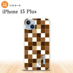iPhone15 plus iPhone15 plus スマホケース 背面ケースソフトケース スクエア モザイク 茶 +アルファベット 2023年 9月発売 nk-i15pl-tp1021i