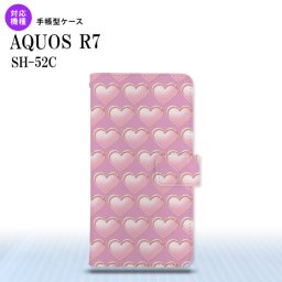 SH-52C AQUOS R7 手帳型スマホケース カバー ハート ピンク  nk-004s-r7-dr174