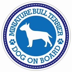 セーフティサイン ステッカー Dog on board MINIATURE BULL TERRIER ミニチュアブルテリア ブルー 直径13cm あおり運転 対策 カーステッカー 煽り運転対策 自動車用 屋外 屋内 防水 かわいい おしゃれ 安全対策 カーサイン 肉球マーク
