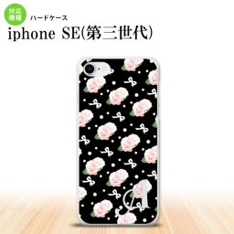 iPhoneSE 3 iPhoneSE 3 スマホケース ハードケース 花柄 バラ リボン 黒 +アルファベット メンズ レディース nk-ise3-257i