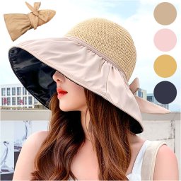 つば広ハット 帽子 レディース 通販 ハット サンバイザー ツバ広 折り畳み 折りたたみ リボン付き UVカット 紫外線防止 大きめ 大きいサイズ 通気性 ワイヤー入り すっぽり被れる 綿 麻 春 夏