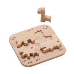 【名入れ】【型はめパズル】【出産祝い】【1歳誕生日プレゼント】【動物（ゾウ・キリン・チーター・ワニ）】ギフト/ラッピング無料/木のおもちゃ/木製玩具/無塗装/積み木/ごっこあそび/赤ちゃん/男の子/女の子 『ブロットプロジェクト|PICTO TSUMIKI - Savannah & puzzle』
