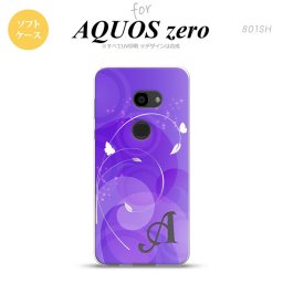 AQUOS zero アクオス ゼロ 801SH スマホケース カバー ソフトケース 花・フラワー 紫 イニシャル 対応 nk-801sh-tp201i[スマホ,スマホケース,スマホカバー,ケース,カバー,ジャケット]