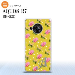 SH-52C AQUOS R7 スマホケース 背面ケースソフトケース 花柄 バラ ドット 黄 +アルファベット 2022年 7月発売 nk-r7-tp242i