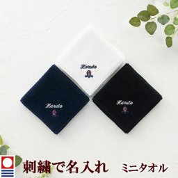 卒団記念品 剣道 防具 面 ミニタオル 刺繍名入れ 部活 卒業 今治タオル ハンドタオル タオルハンカチ 25cm オリジナル オーダーメイド メンズ レディース お名前/イニシャル アルファベット ローマ字 【mt-12】