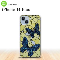 iPhone14 plsu iPhone14 plsu 背面ケース カバー ステンドグラス風 おしゃれ 蝶 ブルーイエロー ステンドグラス風 2022年 10月発売 nk-i14pl-sg28