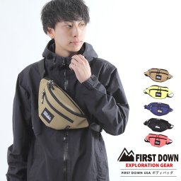 ファーストダウン ウエストバッグ メンズ レディース FIRST DOWN ボディバッグ 鞄 かばん ウエストポーチ サブバッグ ユニセックス カジュアル シンプル スポーツ アウトドア フェス レジャー 旅行 通勤 通学 蛍光色