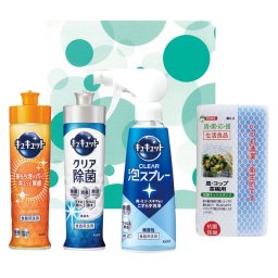 夏の贈り物お中元 キッチンギフトセット セット内容/キュキュットオレンジ･キュキュットクリア除菌（各220ml）･キュキュット泡スプレー（280ml）･食器用スポンジ（中国）×各1