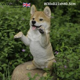 柴犬 置物 大きい 手をあげる柴犬 グッズ 高さ40.5cm woobia ウービア かわいい おしゃれ ガーデン インテリア オブジェ 巨大 プレゼント 北欧 玄関 雑貨 動物 モダン 面白い 庭 ギフト 屋外 家 リアル 玄関先 ガーデンオーナメント
