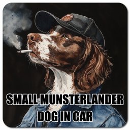 SMALL MUNSTERLANDER スモールミュンスターレンダー カーサイン 車 マグネット 強力 13x13cm 正方形 作業服 ちょい悪 マグネットステッカー 犬 安全対策 煽り運転 屋外 防水 屋内