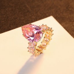 リング キュービックジルコニア ホワイトとピンク シルバー925 イエローゴールド シルバー ペア ドロップ 可愛い かわいい フルエタニティ cr20082208