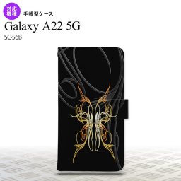 SC-56B Galaxy A22 手帳型スマホケース カバー ピンスト 黒 黄  nk-004s-a22-dr1241