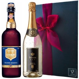 ビール ワイン ギフト 結婚 御祝 誕生日 ギフトビール ギフト ワイン / フェリスタス：金箔スパークリング / シメイ ブルー：ベルギービール 750ml 2本セット 誕生日プレゼント ワイン シャンパン セット 内祝い おしゃれ 出産 結婚祝い