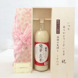 じいじの敬老の日 甘酒セット いつもありがとうございます感謝の気持ち木箱セット( 篠崎 　国菊　甘酒　発芽玄米 985g(福岡県）) メッセージカード付