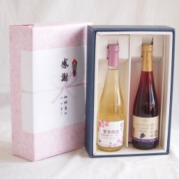 感謝の贈り物ボックス梅スパークリングと国産ワインセット(信州巨峰スパークリングワイン やや甘口(長野県)500ml果実の泡 北海道梅スパークリング500ml