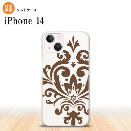 iPhone14 iPhone14 スマホケース 背面ケースソフトケース ダマスク D 茶 2022年 9月発売 nk-i14-tp1036