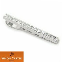 カフス サイモンカーター 英国 ブランド SIMON CARTER 艶やかシルバーとクリスタルストーンのタイピン ネクタイピン タイバー タイ留め ネクタイピン タイピン 贈り物 結婚式 オシャレ シルバー ユニーク おもしろ 面白 面白い  カフスマニア