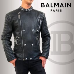BALMAIN PARIS バルマン ライダース  ジャケット メンズ エコレザー 8011