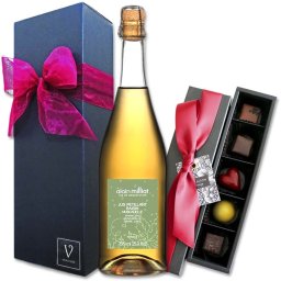 ギフト 【ジュース：アランミリア スパークリング葡萄ジュース 1L 1本 × ボンボンショコラ チョコレート5個入ユズ/ゴマ/パッション/タンザニア/メキシック】リボン包装