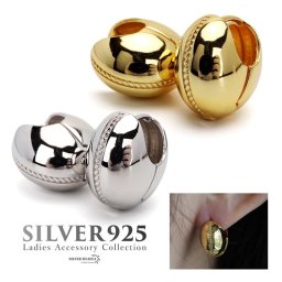 シルバー925 ボールピアス ワイドピアス シルバー ゴールド 18k gp フープピアス 球体ピアス ワンタッチピアス 両耳 重工 存在感 大人 女子 金属アレルギー対応 イヤリング