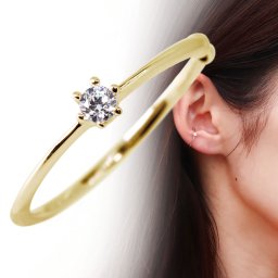 イヤーカフ 18k ゴールド ピンクゴールド イヤカフ 片耳 18金 華奢 ダイヤモンド シンプル